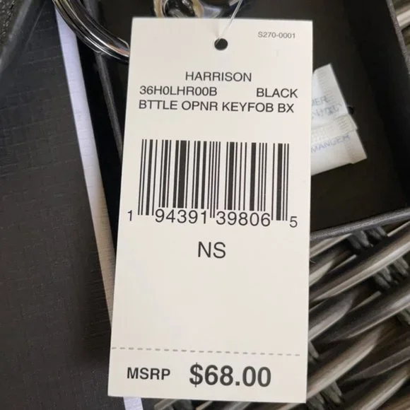 Men`s Harrison Signature Logo Black Bottle Opener Key Fob Black - Picture 9 of 12